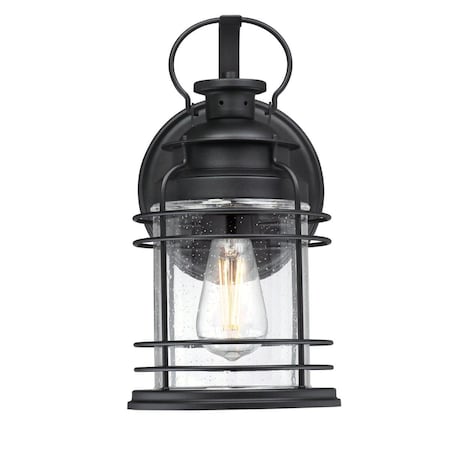 Westinghouse Fixture Wall Outdoor 60W Kellen, Textured Black Clear Seed Glass 6112500